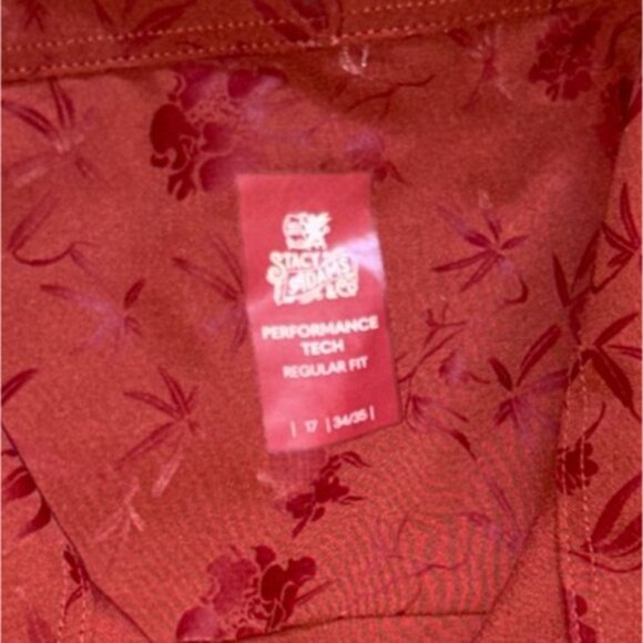 Stacy Adams & Co Mens Performance Tech Button Front Shirt-Rust-Size 17 34/35 - Picture 4 of 5